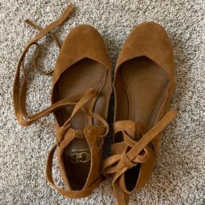 Gianni Bini Jayce Suede Tassel Ankle Tie Flats